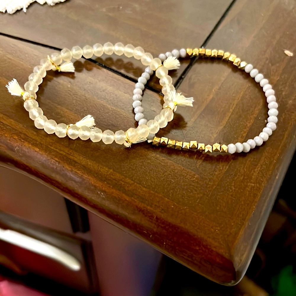 2 Tassel Charm Beaded Bracelets